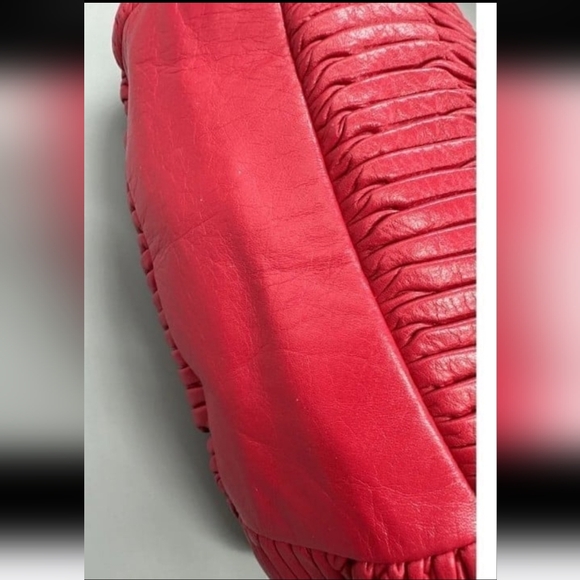 PRISTINE! COACH ASHLEY GATHERED LEATHER SHOULDER TOTE (#F23928)BRASS/RASPBERRY. - Picture 11 of 12